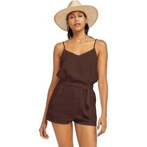 Vitamin A‎ Linen Gigi Romper Women’s Small Brown Sleeveless Resortwear Travel